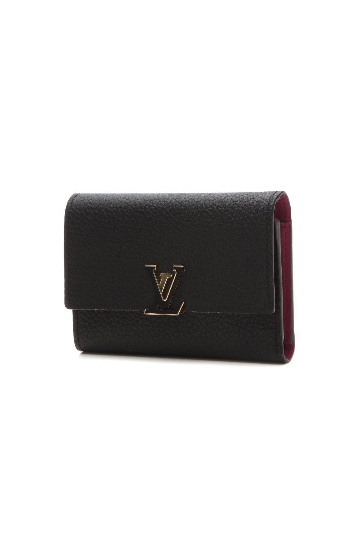 Capucines Compact Wallet - Black/Pink