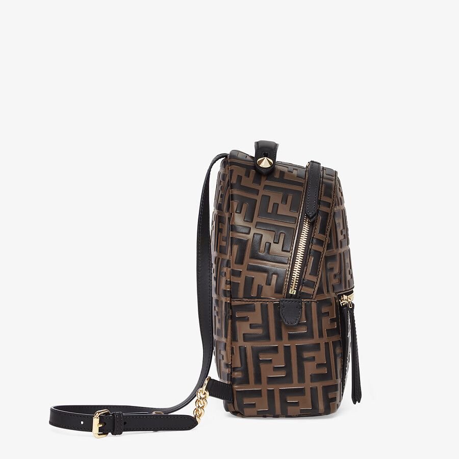 Fendi Brown Leather Ff Backpack - Image 2