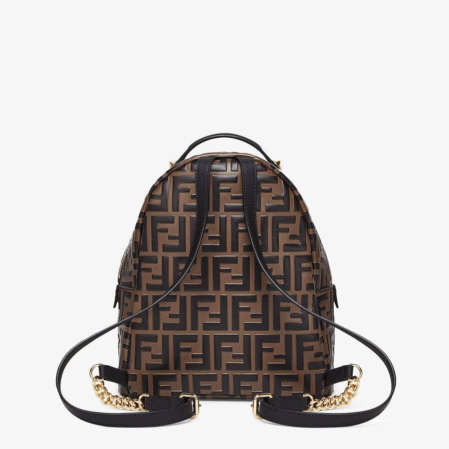 Fendi Brown Leather Ff Backpack - Image 3